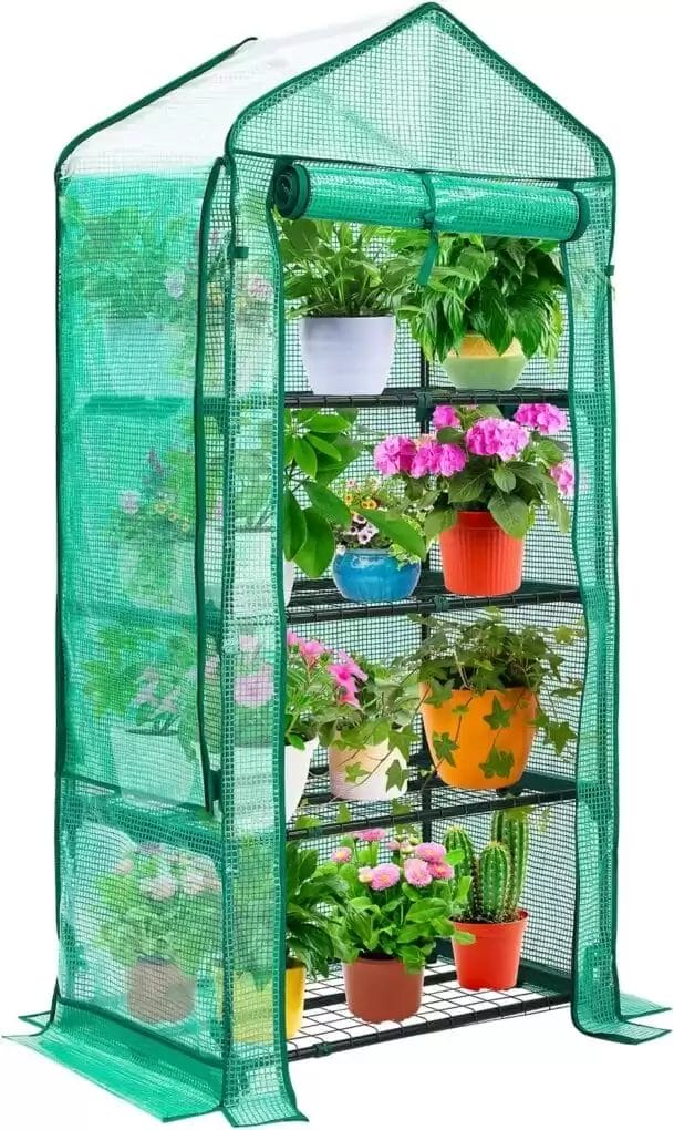 Mini Greenhouse with Screen Roof, Ohuhu Upgraded Portable 4 Tier Small Greenhouses for Outdoors Indoor with Reelable Door, Heavy Duty Plastic Green House for Outside Garden Patio Yard Porch Balcony Mini Greenhouse with Screen Roof, Ohuhu Upgraded Portable 4 Tier Small Greenhouses for Outdoors Indoor with Reelable Door, Heavy Duty Plastic Green House for Outside Garden Patio Yard Porch Balcony
