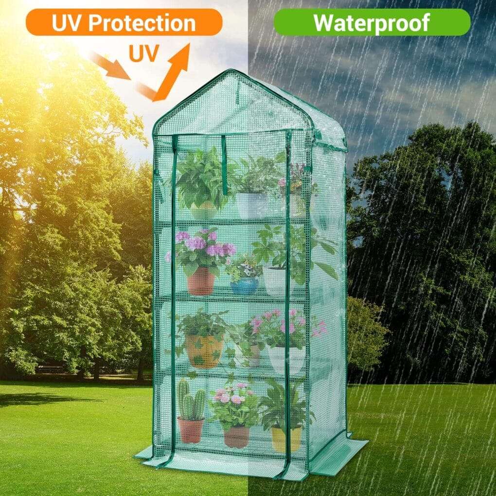 Mini Greenhouse with Screen Roof, Ohuhu Upgraded Portable 4 Tier Small Greenhouses for Outdoors Indoor with Reelable Door, Heavy Duty Plastic Green House for Outside Garden Patio Yard Porch Balcony Mini Greenhouse with Screen Roof, Ohuhu Upgraded Portable 4 Tier Small Greenhouses for Outdoors Indoor with Reelable Door, Heavy Duty Plastic Green House for Outside Garden Patio Yard Porch Balcony